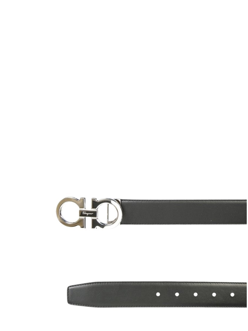 Ferragamo Reversible Smooth Leather Belt With Polished Silver-Tone Gancini Buckle