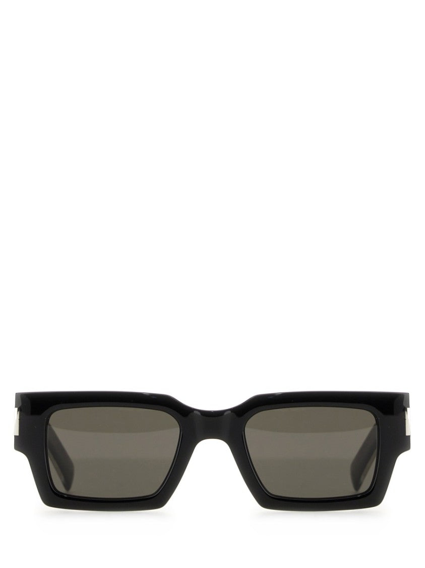 Saint Laurent Rectangular Sunglasses With Glossy Black Acetate Frame
