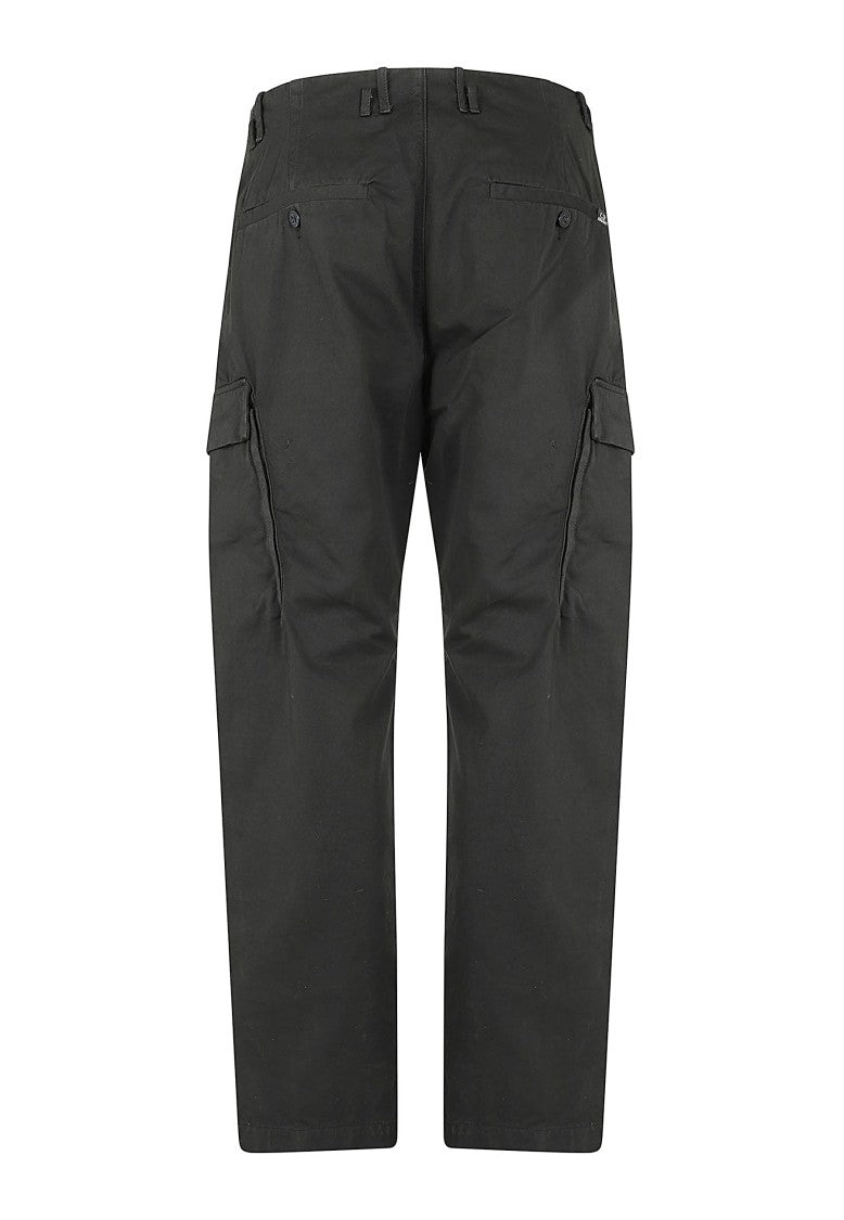 C.P. Company Seamless Black Cotton Gabardine Cargo Pants With Iconic Lens Detail