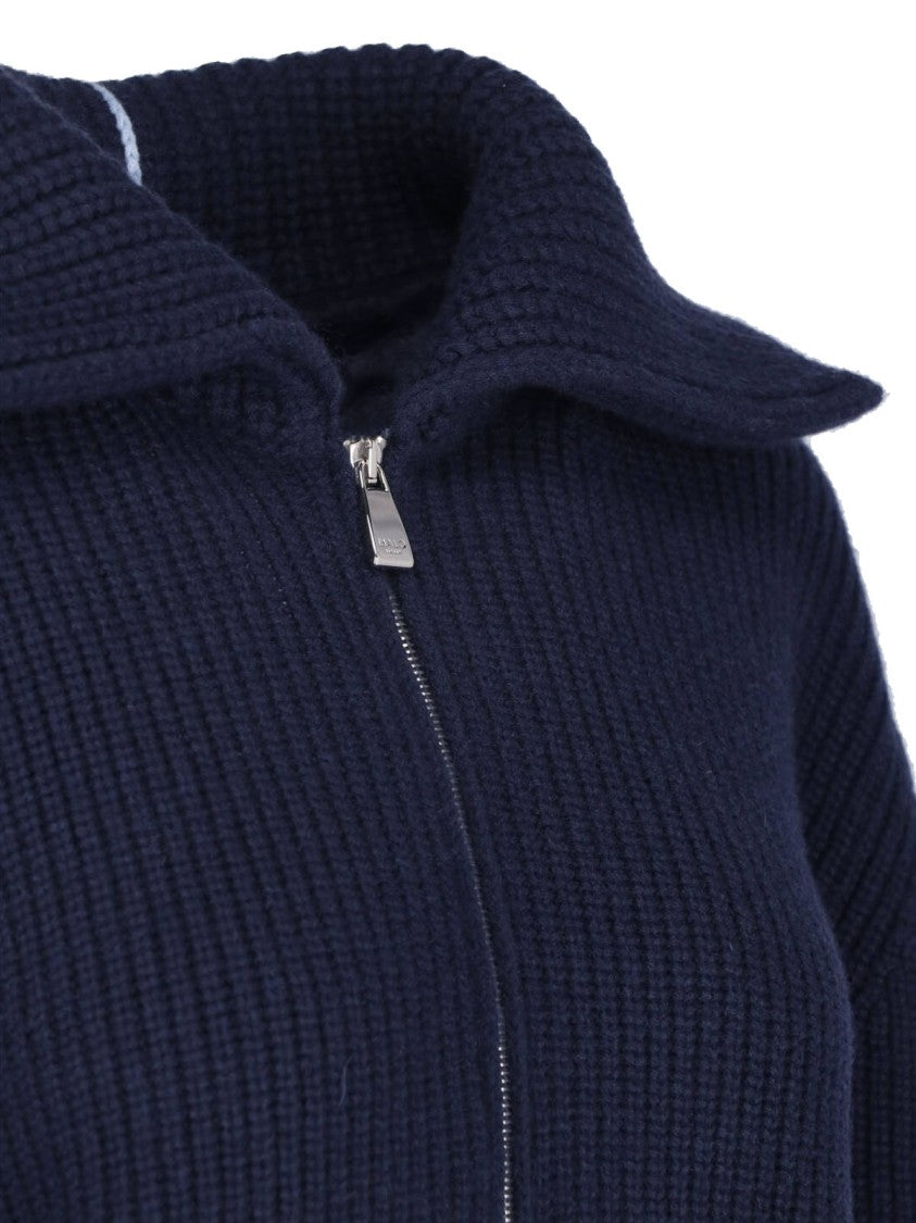 Malo Blue Half-Zip Ribbed Cashmere Sweater