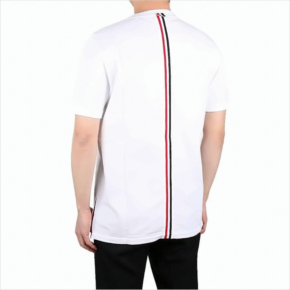 Thom Browne White Short-Sleeve T-Shirt With Distinctive Stripe Detail