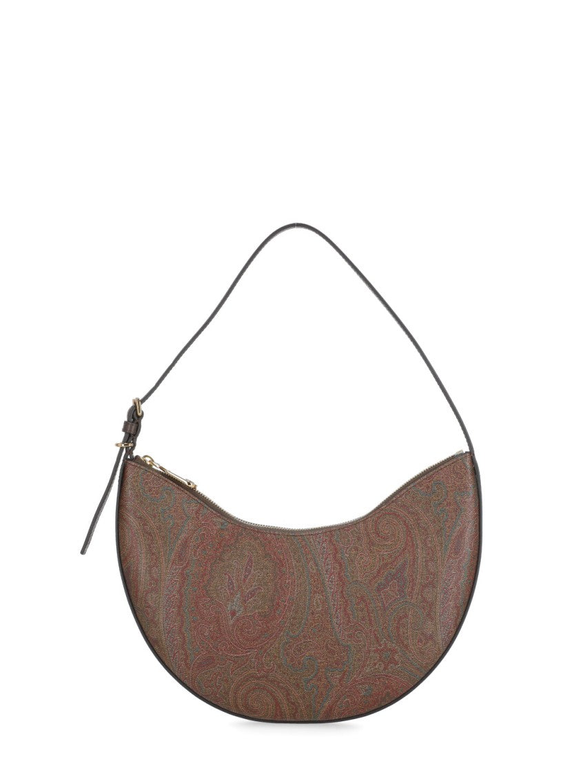 Etro Crescent-Shaped Brown Paisley Jacquard Etro Handbag