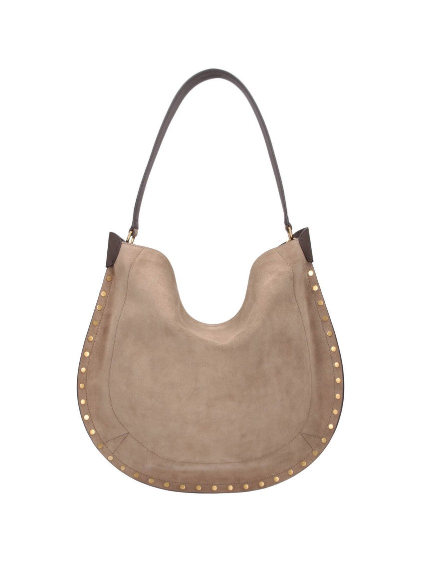 Isabel Marant Taupe Oksan Soft Suede Studded Hobo Bag