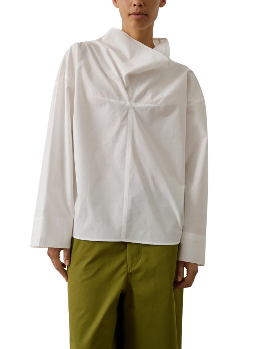 Soeur Boxy White Shirt With Central Seam Detail