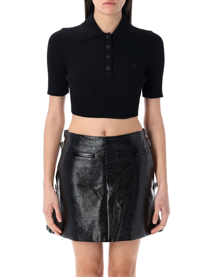 Courrèges Ribbed Knit Polo With Classic Collar
