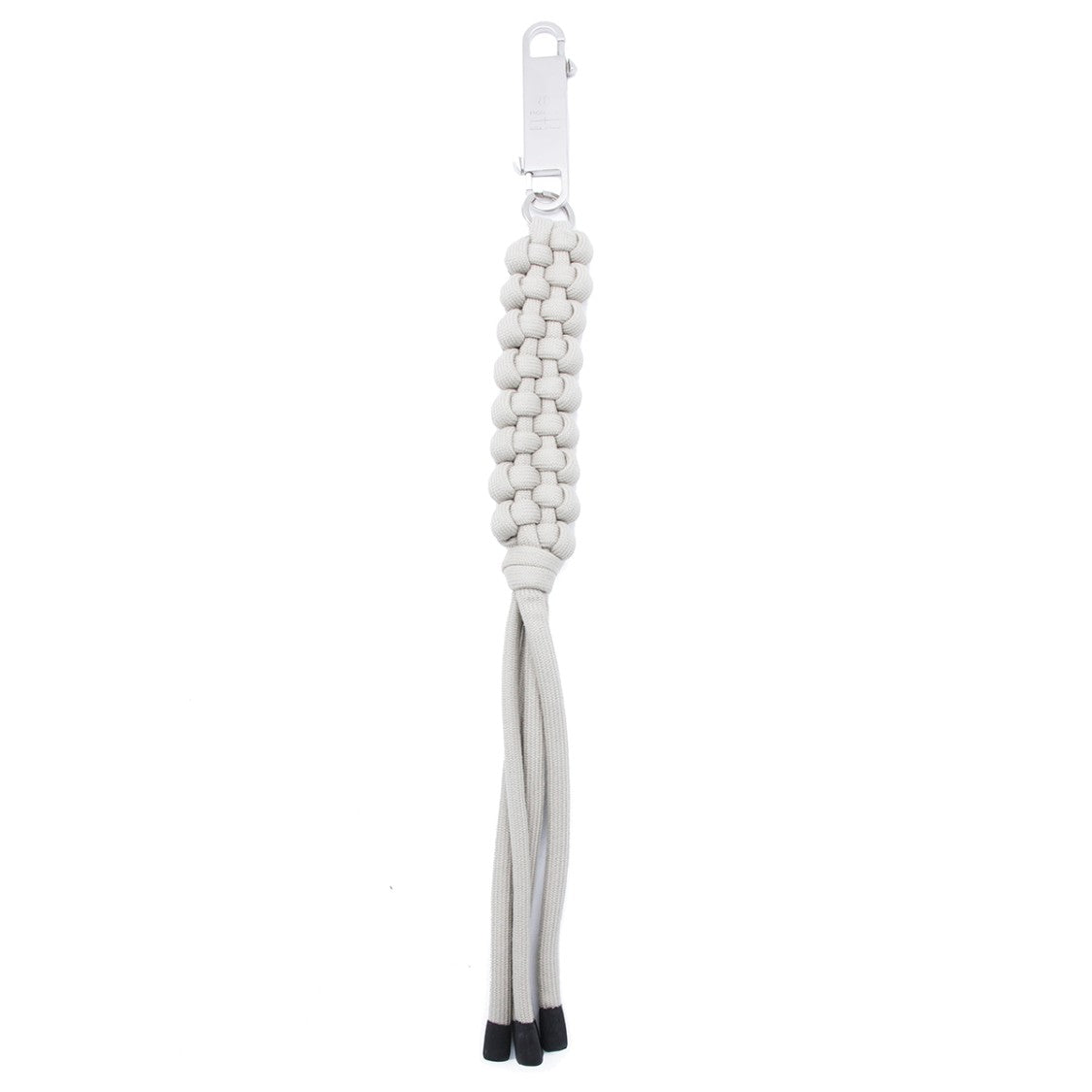 Moncler X Rick Owens White Knitted Rope Keychain With Silver Snap Hook