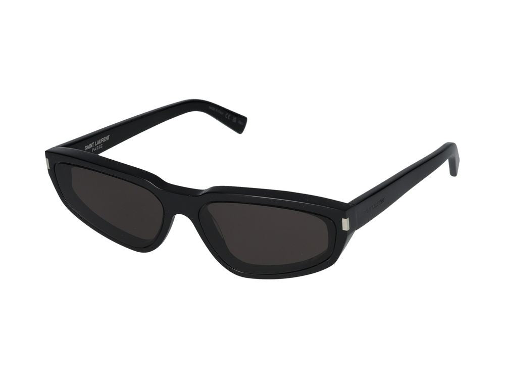 Saint Laurent Black Glossy Acetate Oversized Rectangular Sunglasses