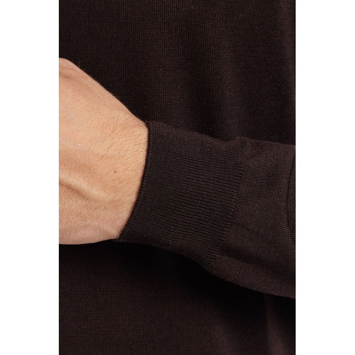 Filippo De Laurentiis Classic Crew Neck Sweater In Rich Chocolate Tone