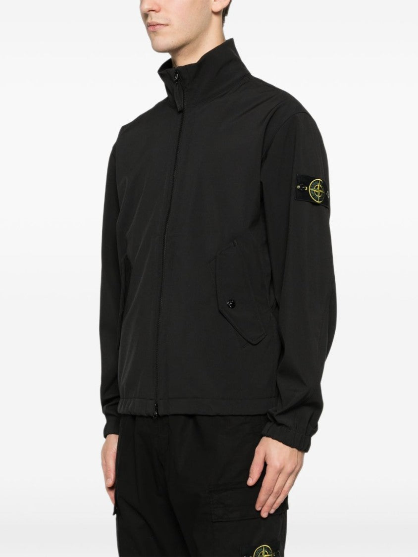 Stone Island Black Jacket With High Collar