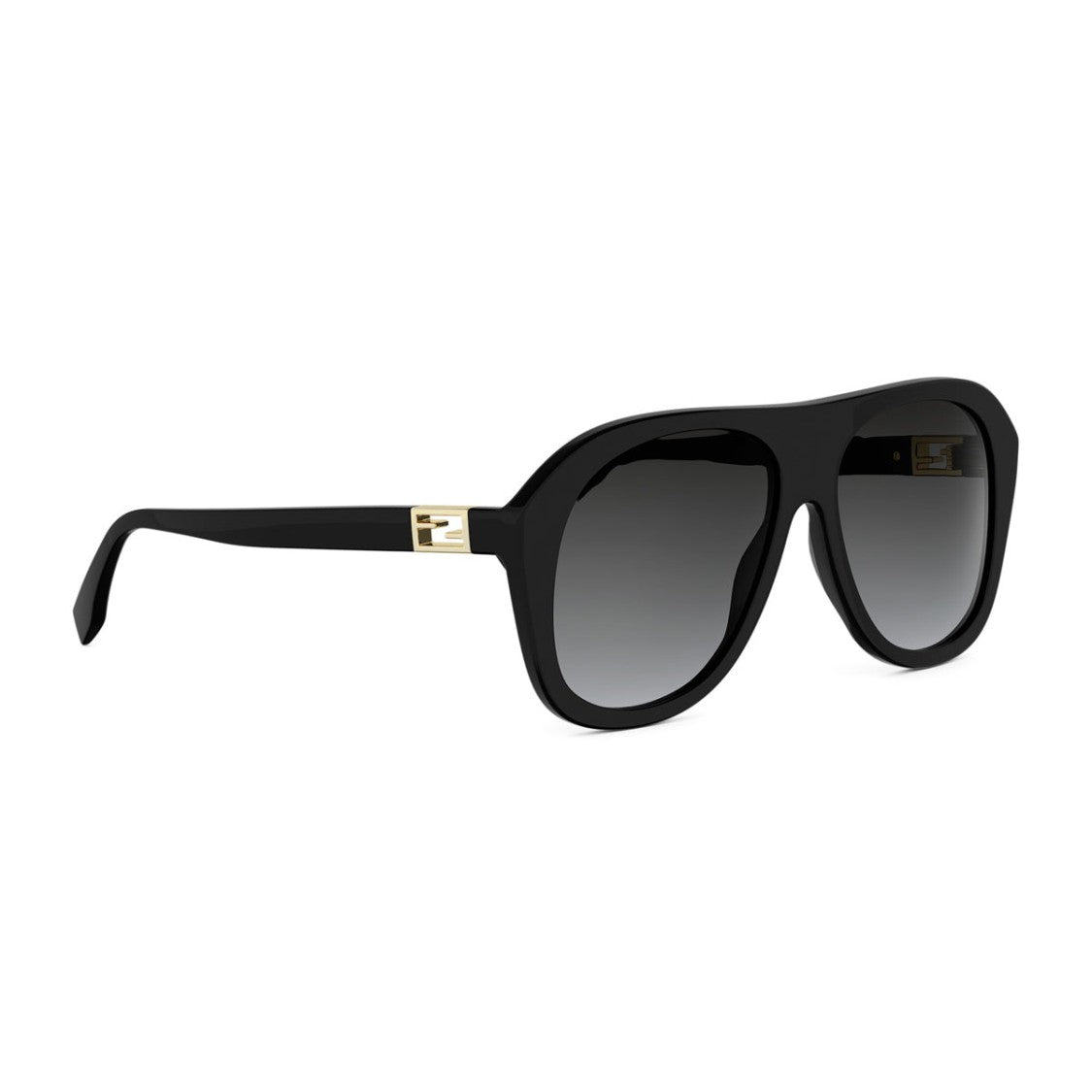 Fendi Black Tube Oversized Aviator Acetate Sunglasses