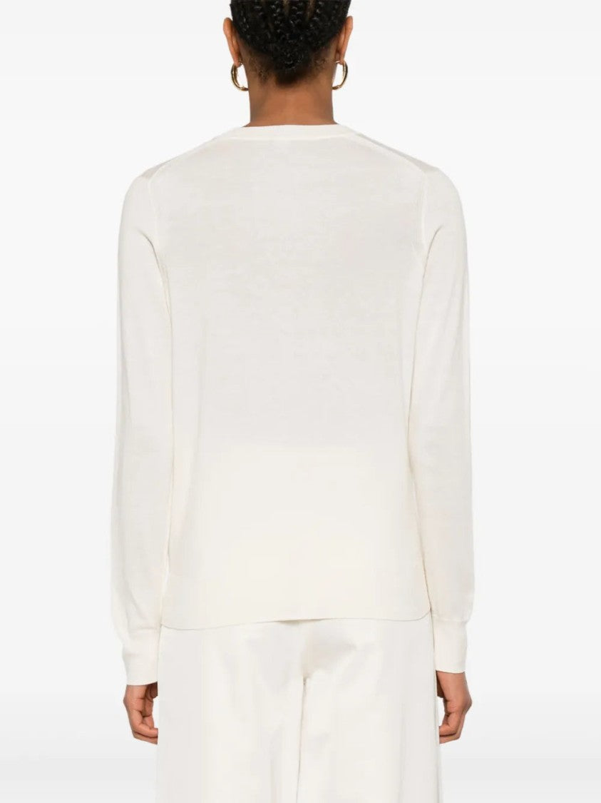 Joseph Light Beige Crew-Neck Top With Ribbed Details