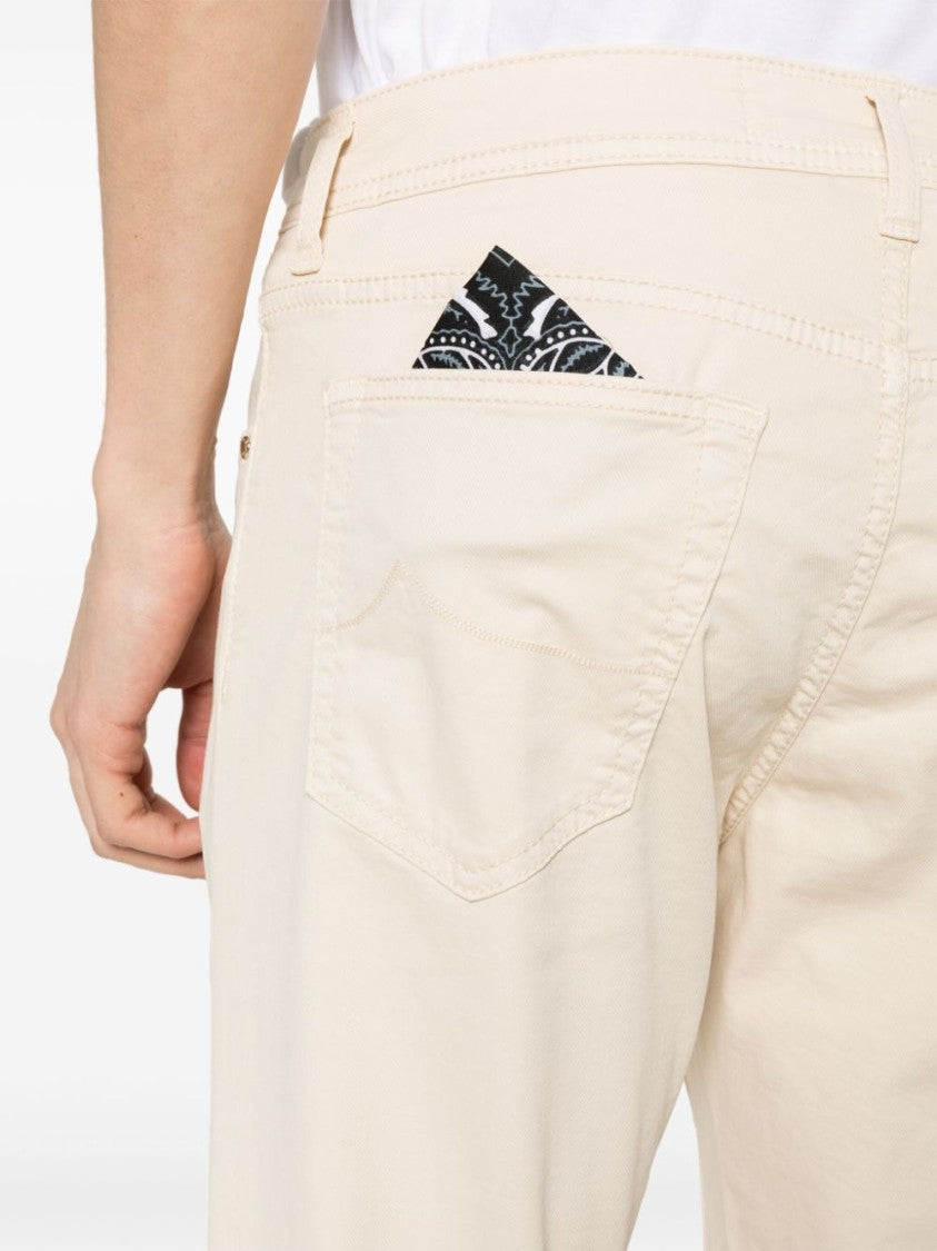 Jacob Cohen Light Beige Cotton Blend Mid-Rise Bard Jeans