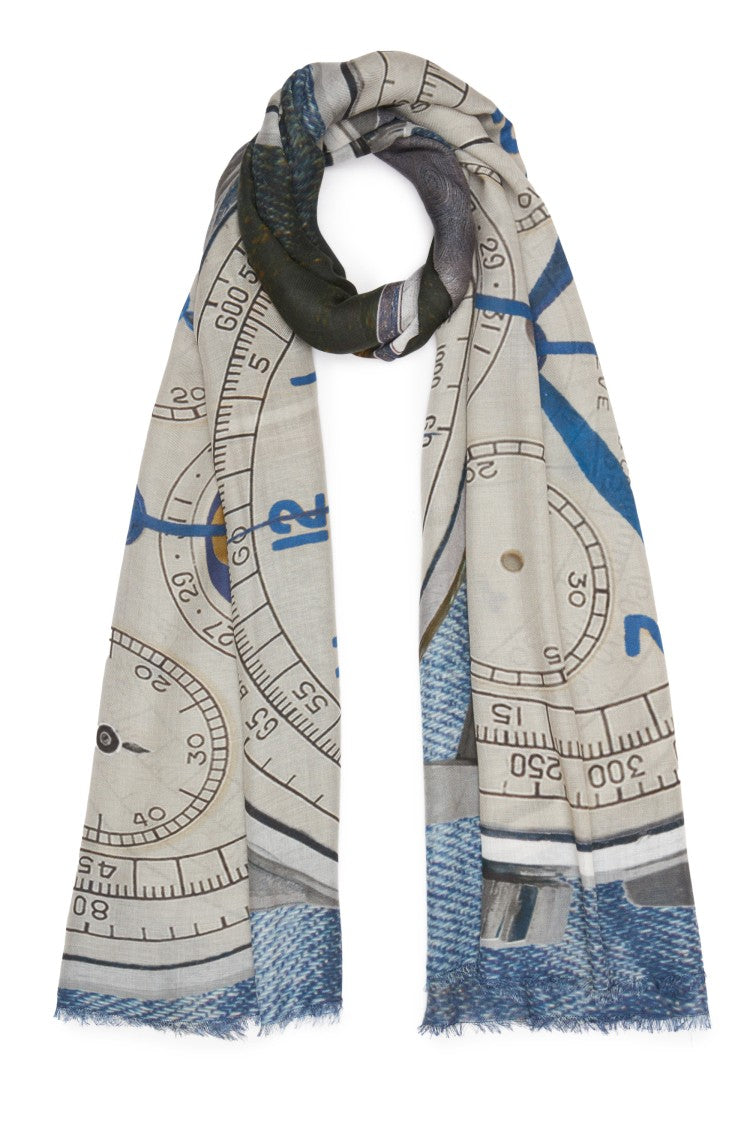 Faliero Sarti Modal-Cashmere Watch Pattern Scarf
