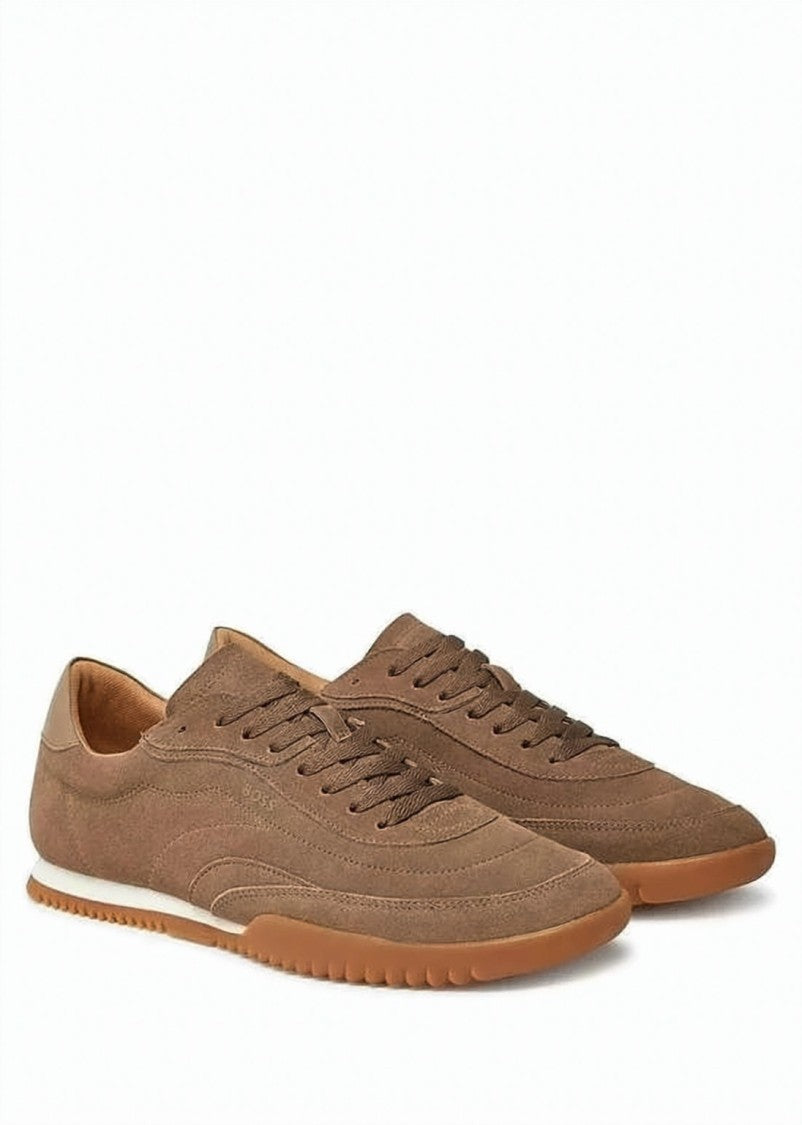 Hugo Boss Suede-Finish Brown Cowhide Sneakers