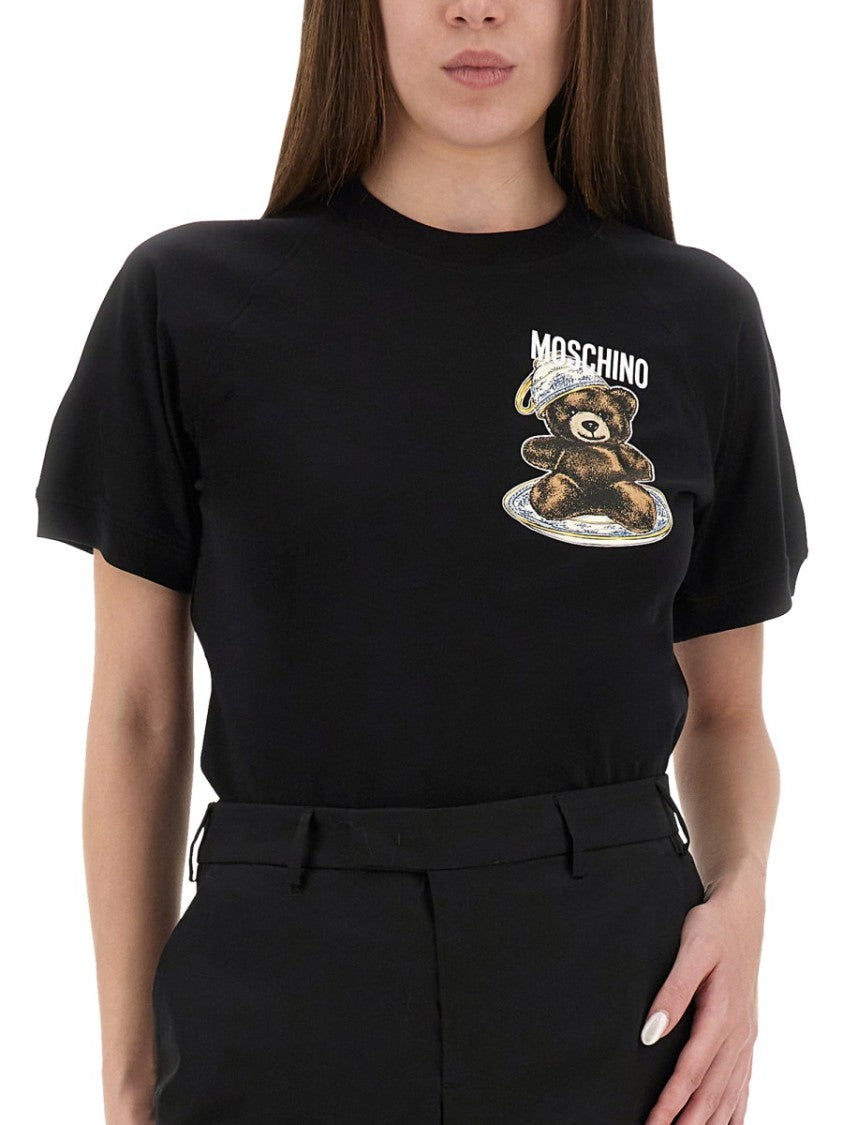 Moschino Playful Black T-Shirt With Teddy Bear Print