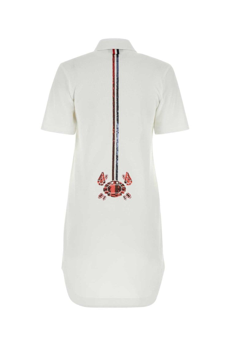 Thom Browne White Piquet Mini Shirt Dress