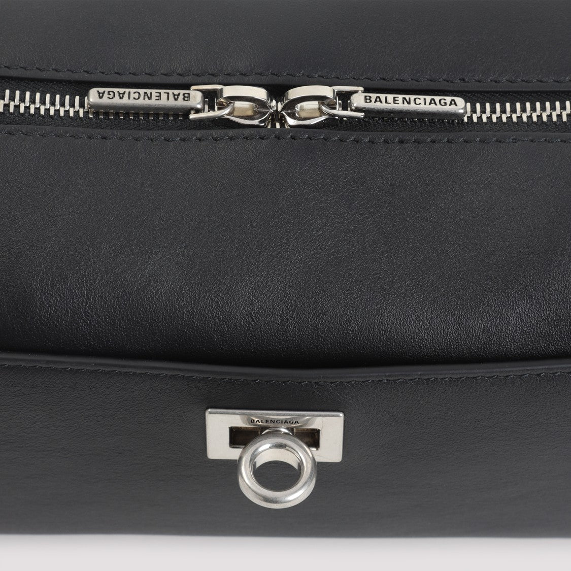 Balenciaga Rectangular Leather Clutch With Branded Zip Closure