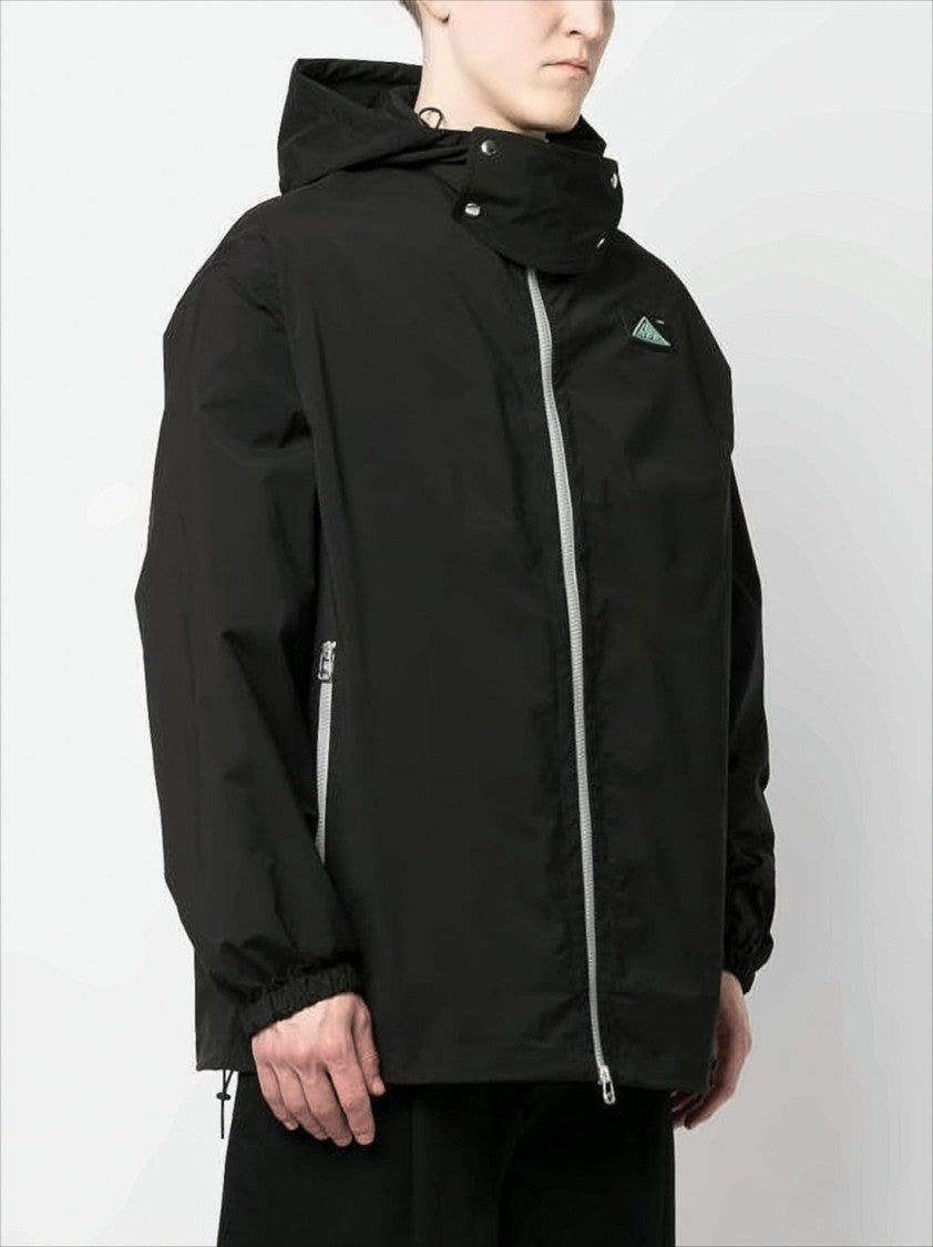 Oamc Polyester Black Jacket With Contrasting Zippers