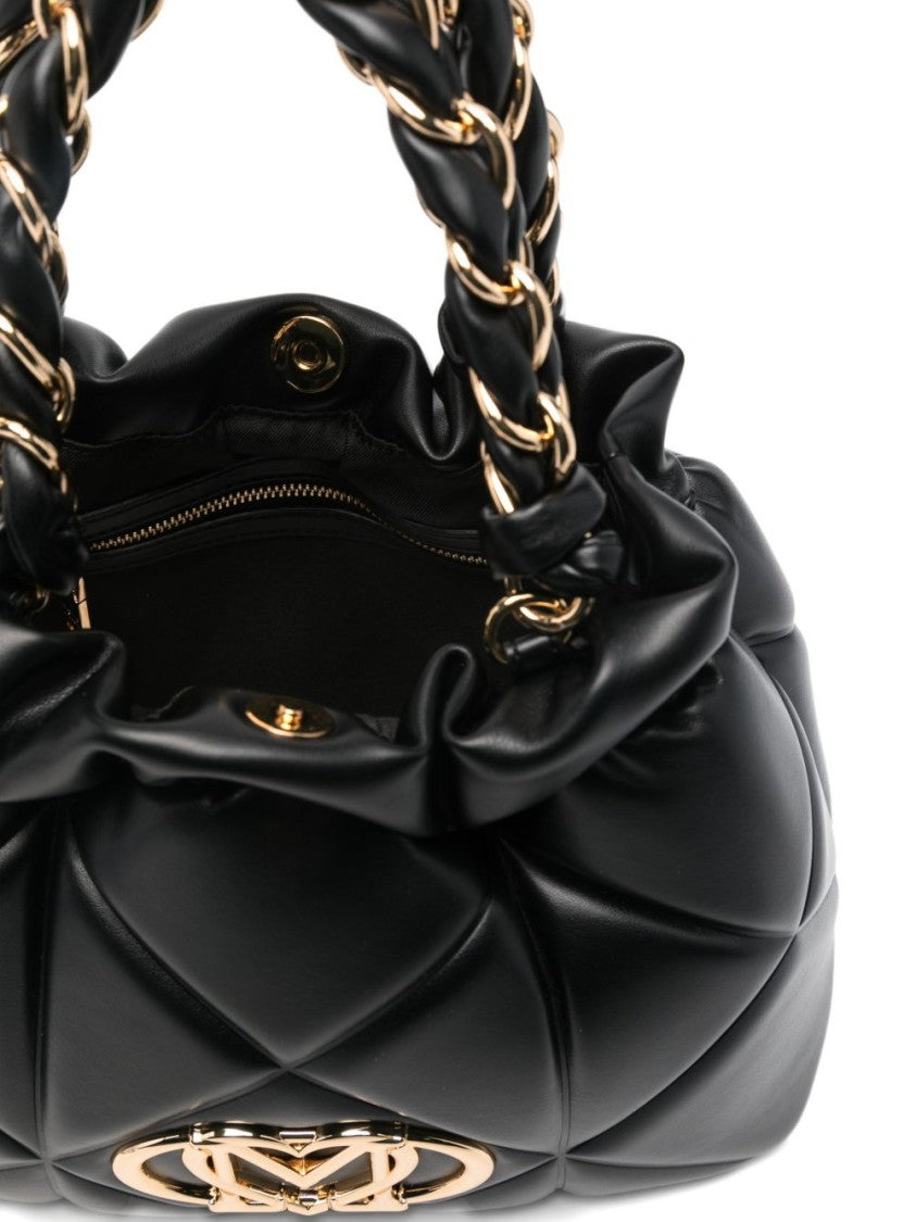 Love Moschino Quilted Black Handbag With Gold-Chain Accents
