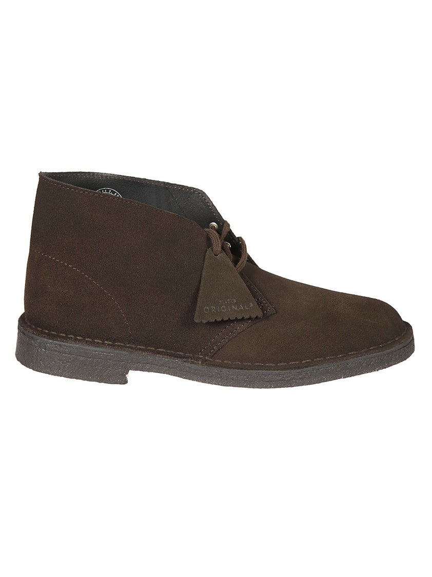 Clarks Minimalist Suede Leather Boot With Lace-Up Closure