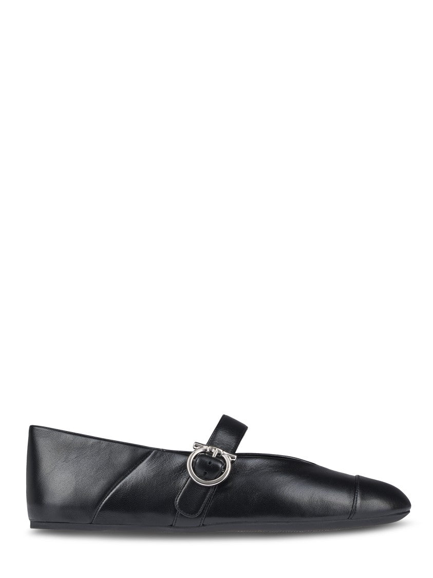 Ferragamo Rounded Toe Flat Shoes With Delicate Instep Strap