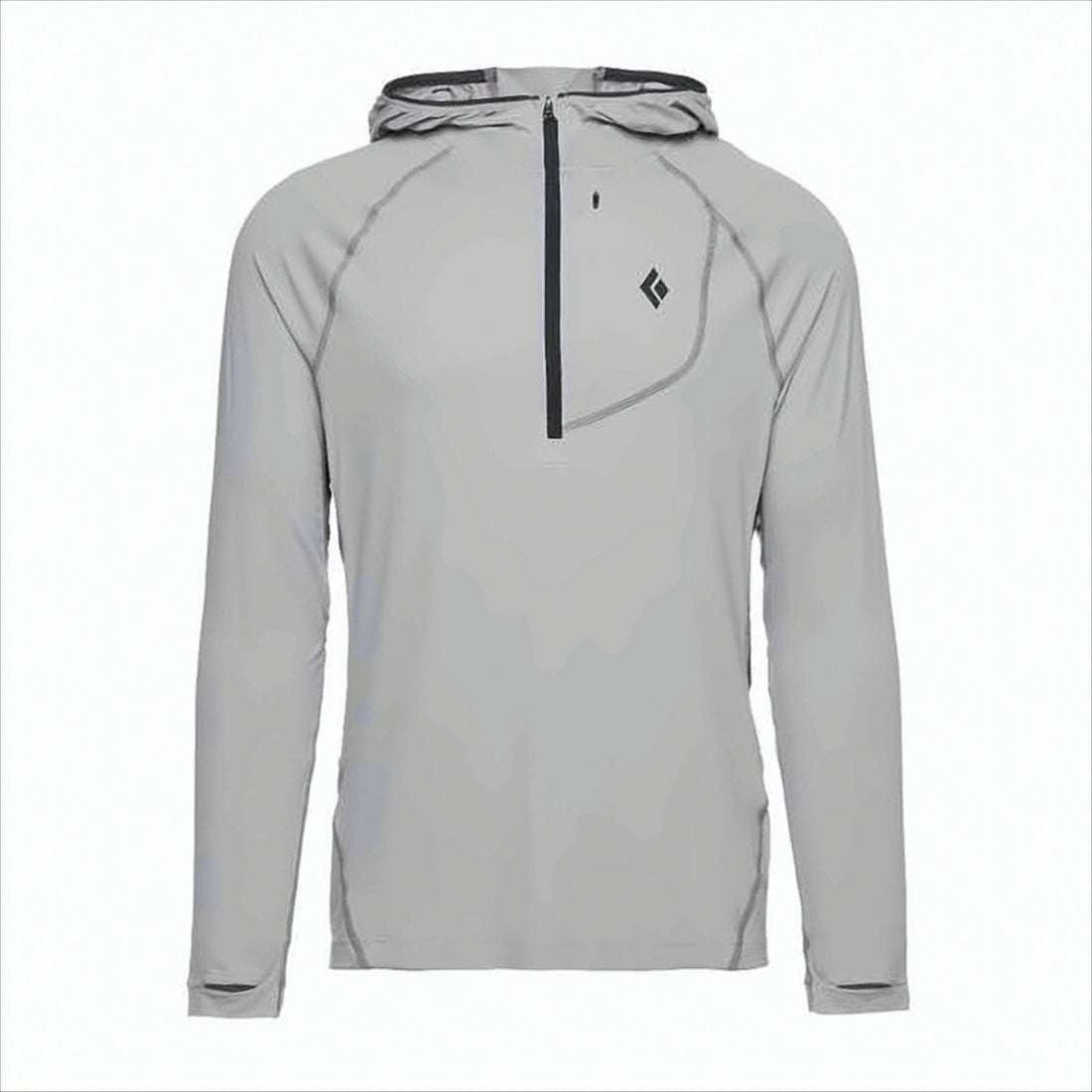 Black Diamond Grey Long-Sleeve Half-Zip Top With Hood