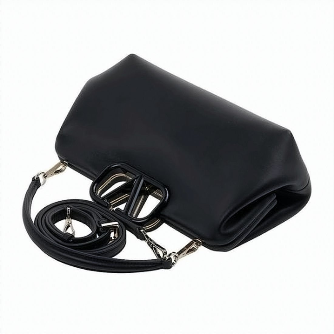 Valentino Garavani Structured Black Leather Shoulder Bag