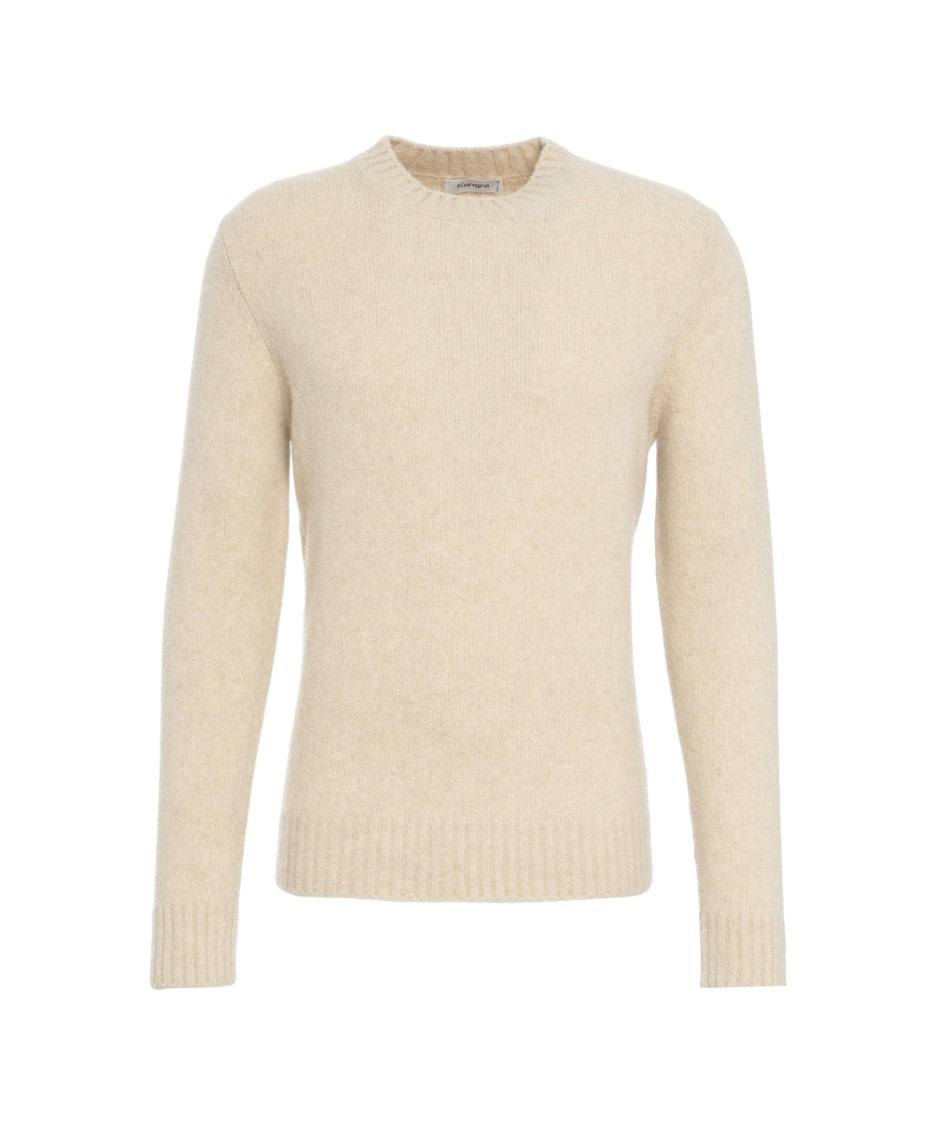 Kangra Beige Knit Sweater With Classic Round Neck