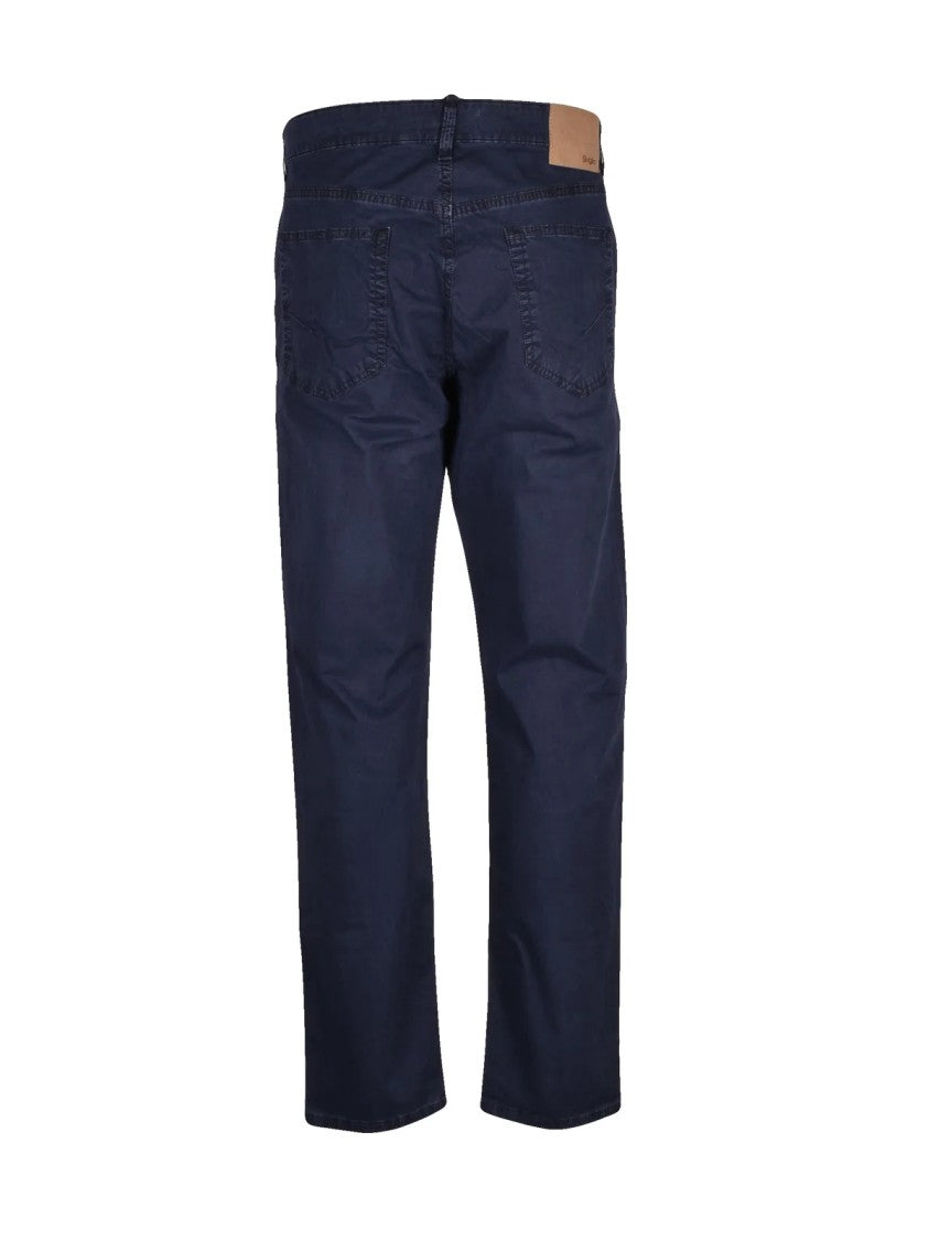 Siviglia Slim Fit Blue Stretch Trousers With Five-Pocket Design