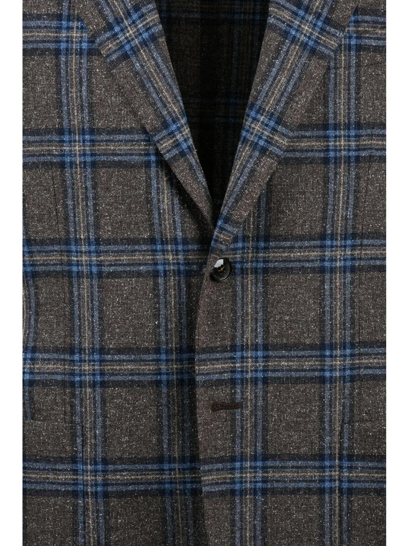 L.B.M. 1911 Brown Blue Wool Silk Jacket