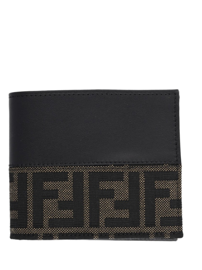 Fendi Black Geometric Pattern Calfskin Wallet