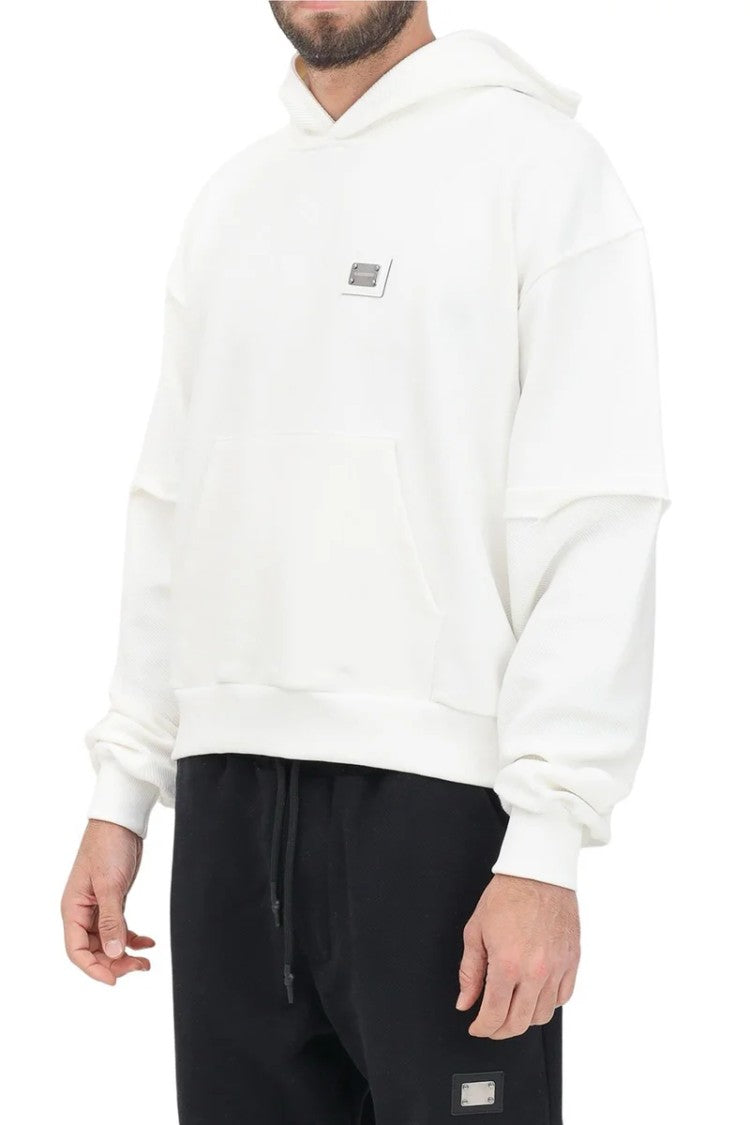 D. Rodriguez White Minimalist Cotton Hoodie