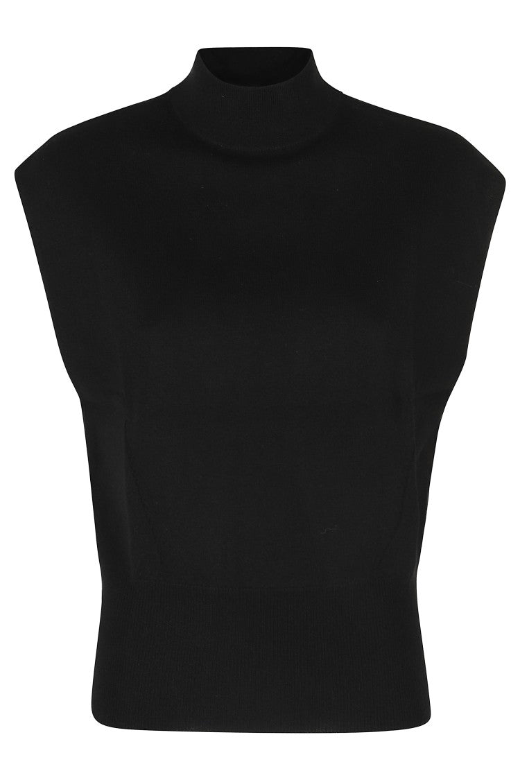 Semi Couture Short-Sleeved Black Angelica Sweater With Ribbed Trim