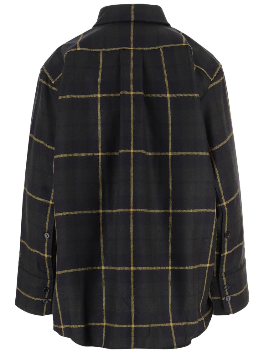 Patou Multi Checked Flap-Pocket Wool Casual Shirt