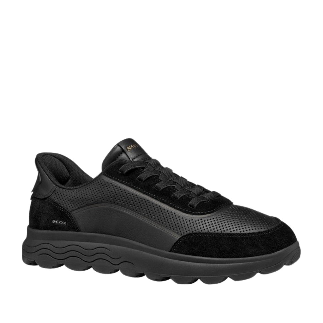 Geox Spherica Plus Black Perforated Sneakers