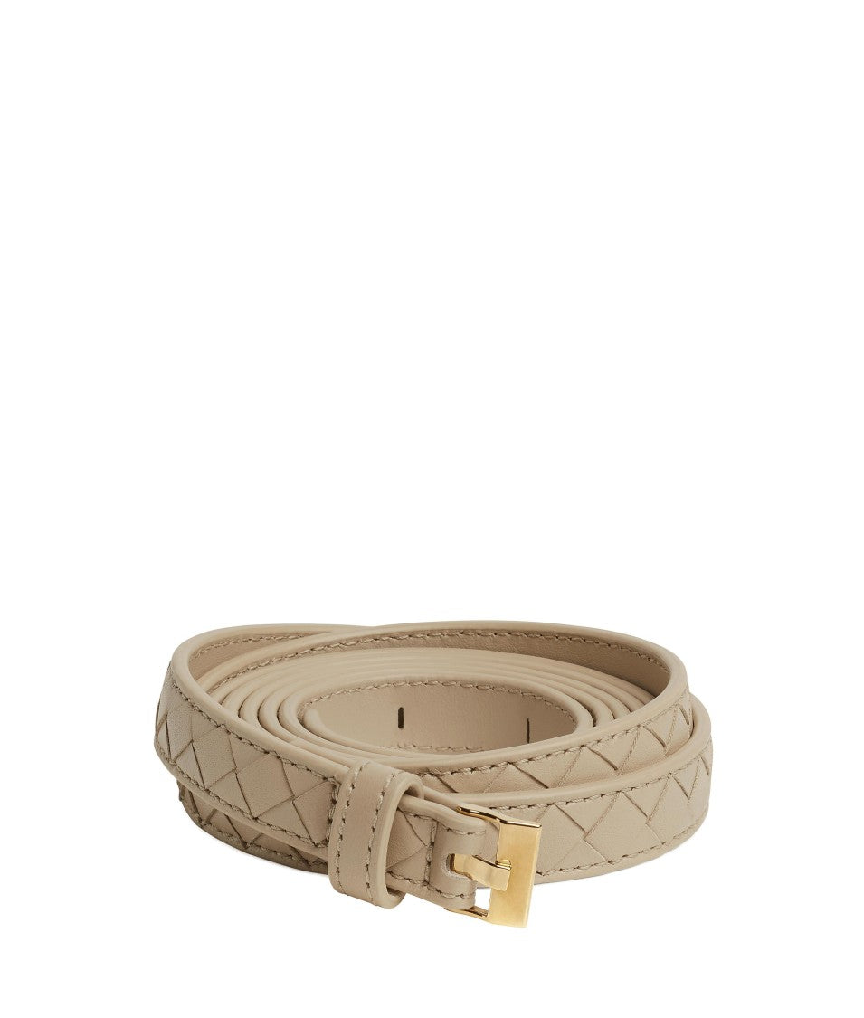 Bottega Veneta Woven Leather Belt With Polished Gold Tone Buckle