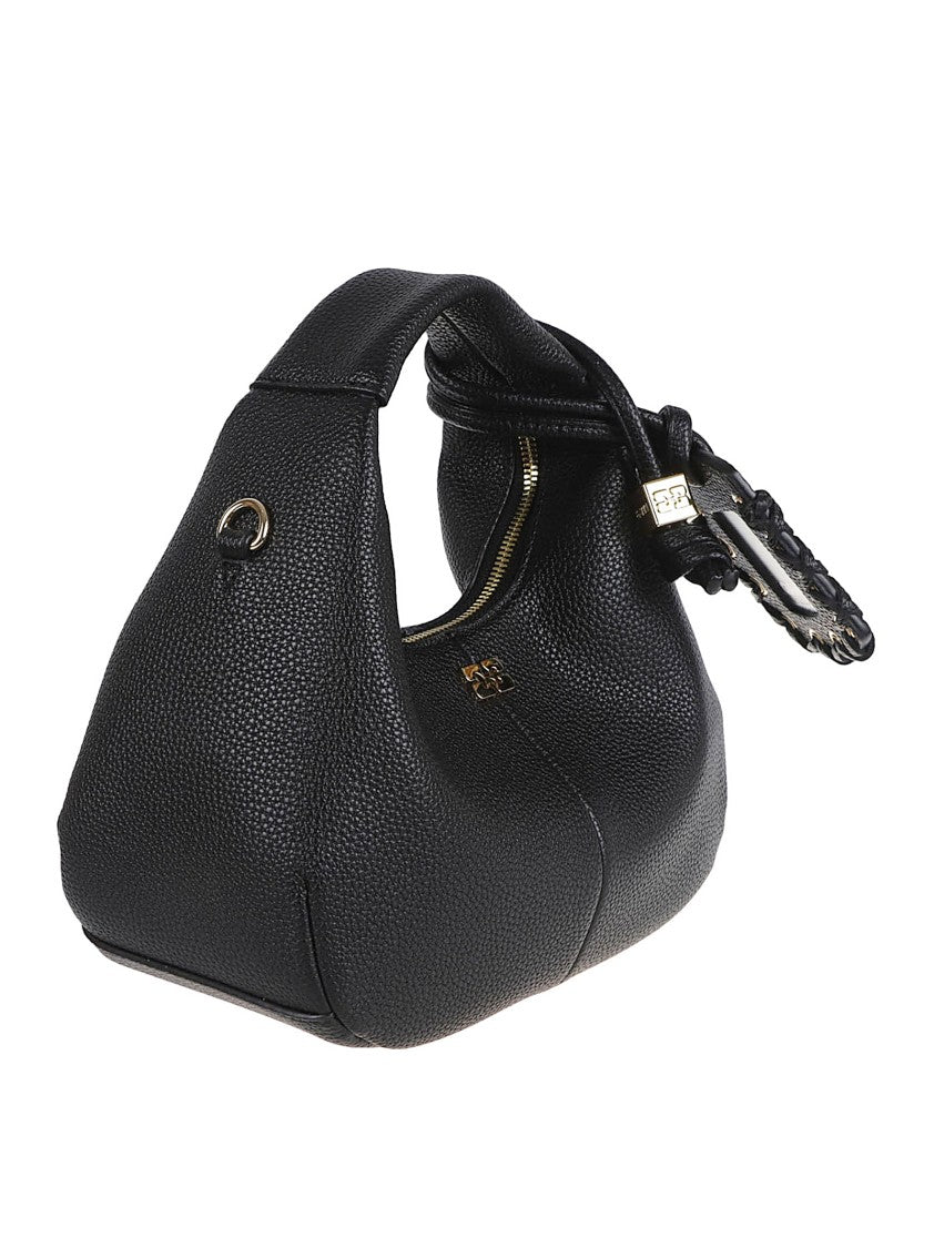 Ganni Textured Black Bag With Adjustable Strap