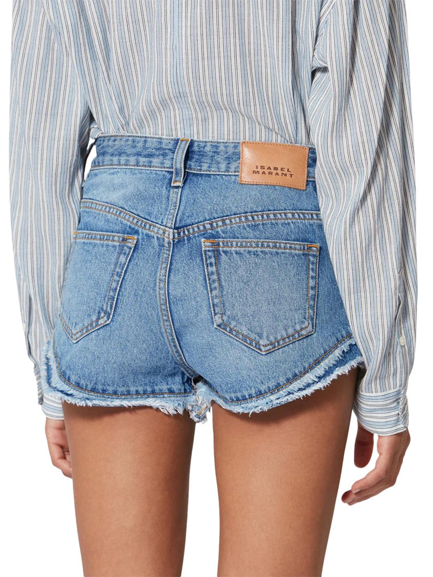 Isabel Marant Étoile Frayed Hem Denim Shorts With Classic Five-Pocket Design