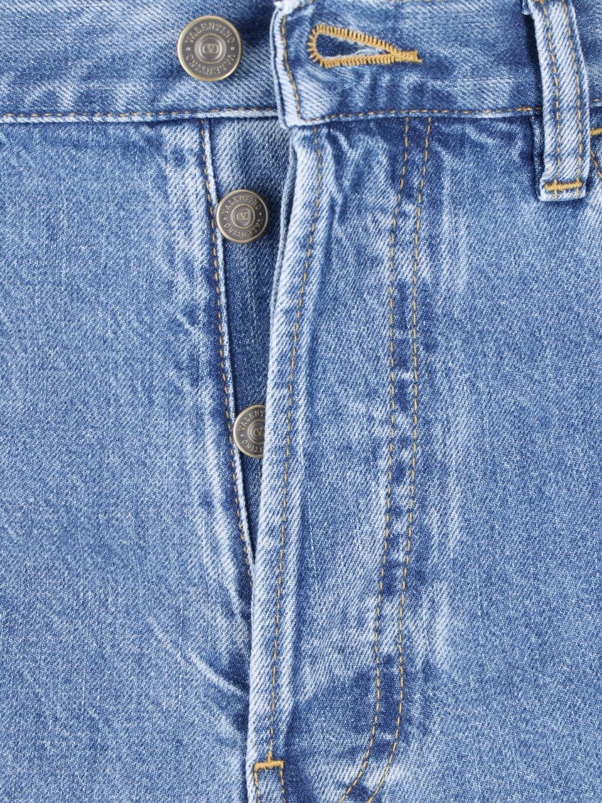 Valentino Light Blue Straight-Leg Jeans With High Waist