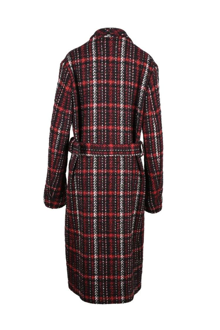 Marni Long Coat In Mohair Wool - Black/Red