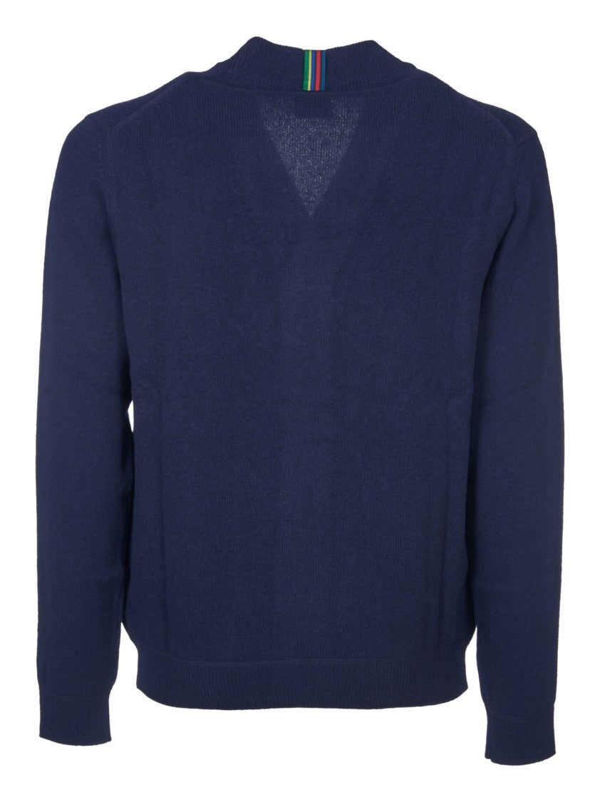 Paul Smith Classic V-Neck Merino Wool Cardigan With Button Closure