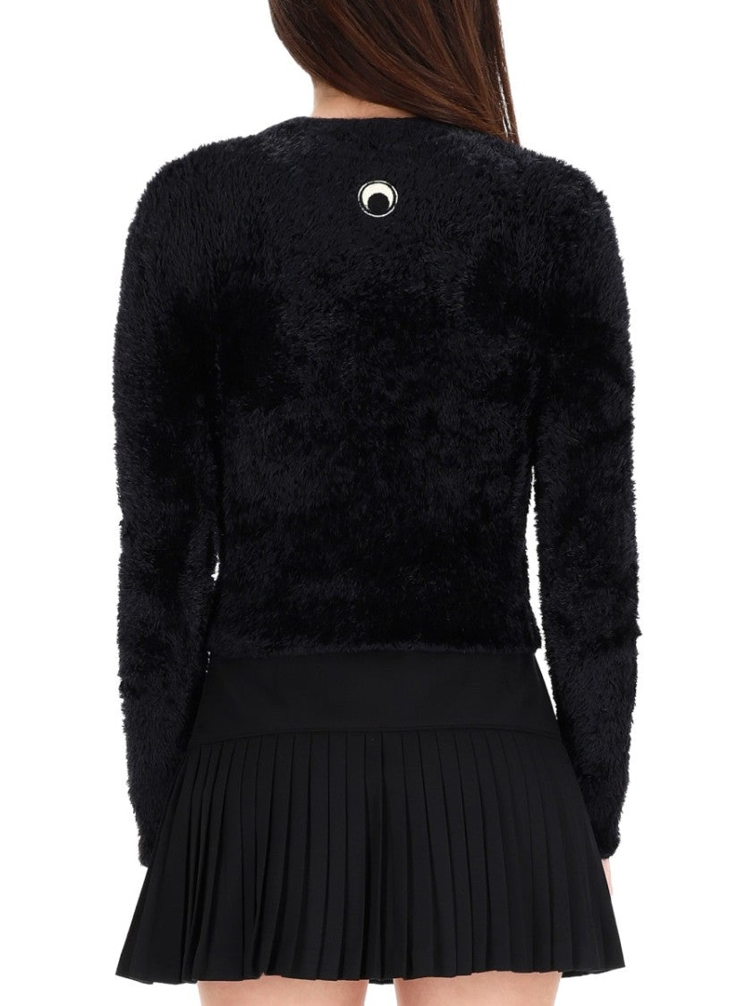 Marine Serre Black Wild Fluffy Polyamide T-Shirt