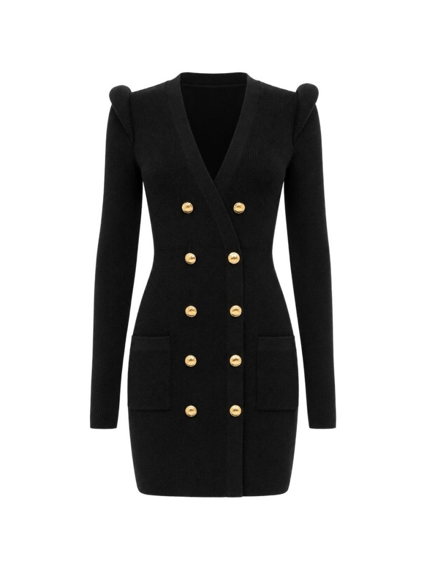 Elisabetta Franchi Fitted Gold Accent Evening Dress