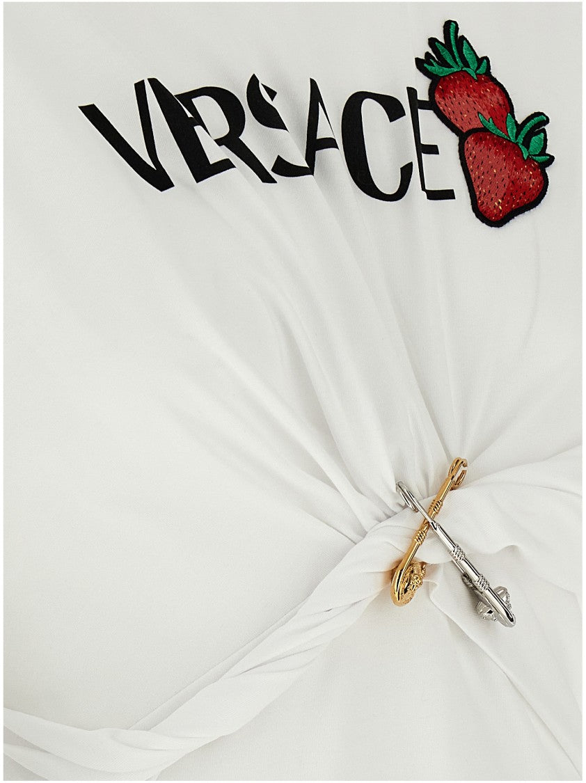 Versace Playfully Curled White Cotton T-Shirt