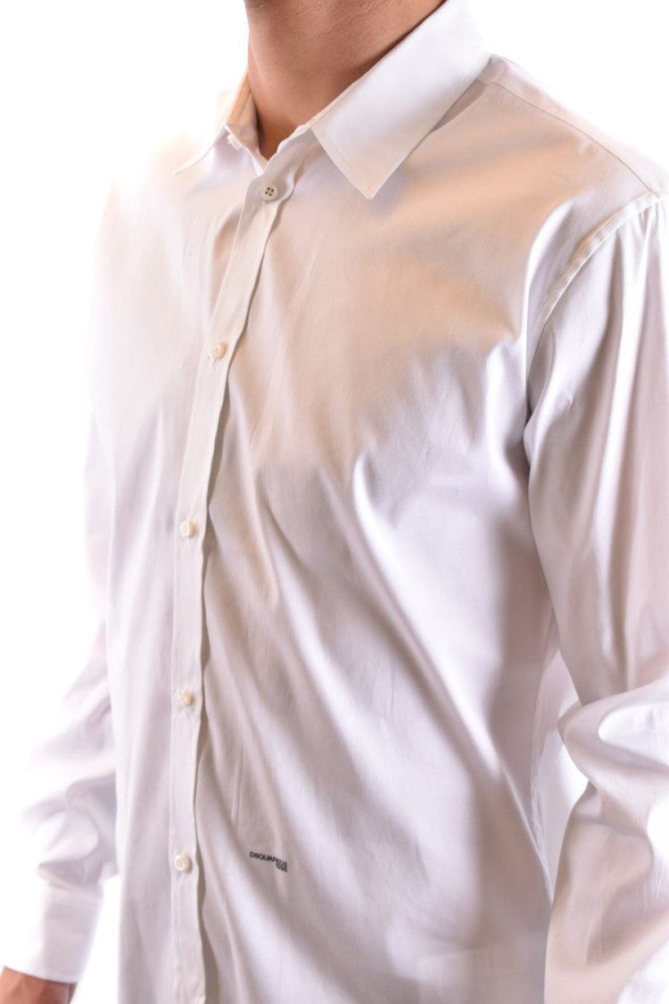 Dsquared2 White Cotton Button-Up Shirt