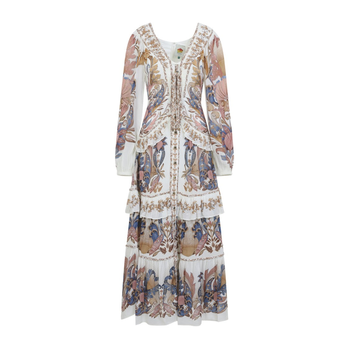 Farm Rio Tiered Maxi Dress With Floral Paisley Pattern