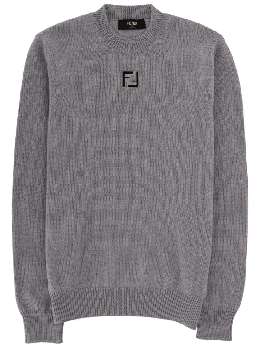 Fendi Regular Fit Virgin Wool Jersey With Subtle Logo Detail