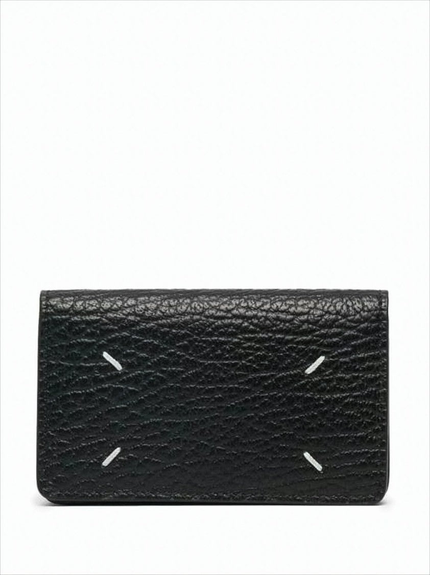 Maison Margiela Textured Black Leather Card Wallet With Minimalist Design
