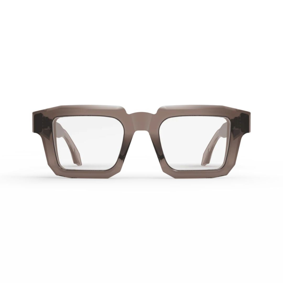 Pugnale L482 V Smooth Geometric Square Frame Eyeglasses With Translucent Acetate Rims