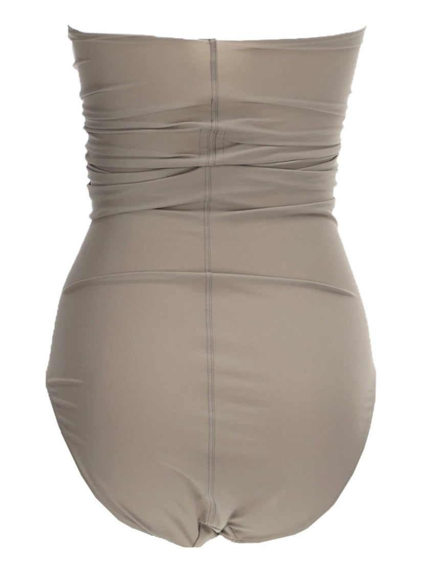 Rick Owens Neutrals Halter Neck Ruched Swimsuit